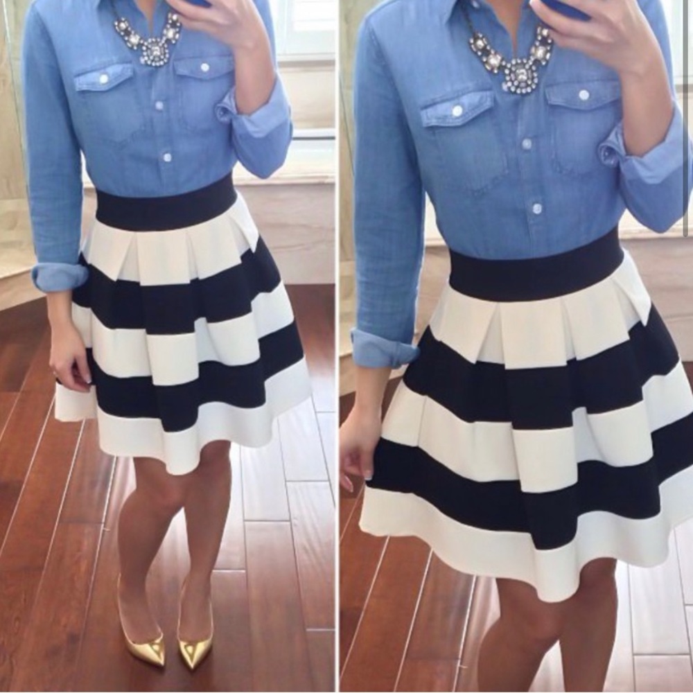 Modcloth Ya Los Angeles striped pleated mini skirt